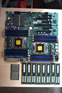 Dual Xeon Workstation MB Supermicro X9Dri-F, 2x Xeon E5-2670 V2, 128GB DDR3 RAM - Afbeelding 1 van 6