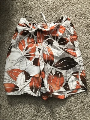 Joe Boxer Men’s Swimsuit Medium Flora Orange/white/Brown New Tag - Image 1 of 4