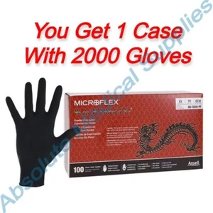 *2,000-Gloves* Microflex Black Dragon PF Examination Latex X-Small BD-1000-PF - Picture 1 of 2