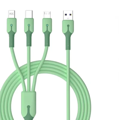 3 IN 1 5A TYPE C USB MOBILE PHONE CHARGING CABLE( GREEN) - Image 1 of 4