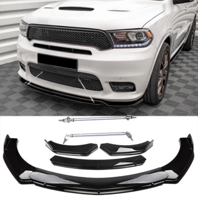 Glossing Black Car Front Bumper Lip Splitte + Strut Rods For Dodge Durango SRT - Image 1 of 4