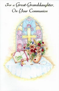 Pleasant COMMUNION Card FOR GREAT-GRANDDAUGHTER by Popular Greetings + Envelope - Picture 1 of 4
