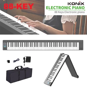 Foldable Electric Piano Keyboard 88 Key Full-Size Light Weight Rechargeable - Picture 1 of 12