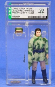 VINTAGE STAR WARS AFA 90 LEIA COMBAT PONCHO FIGURE PALE FACE/PINK HANDS 1984 - Picture 1 of 4