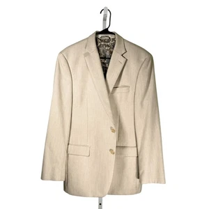 Ralph Lauren Mens Blazer 42R Beige 2 Button Sport Coat Jacket Poly Rayon Lined - Picture 1 of 12