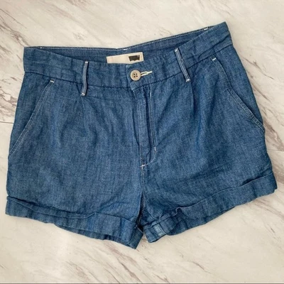 Pantalones Cortos Levi's Para Mujer Talla 24 Chambray Chino Azul Tiro Medio Algodón Lino Costero Foto 1 de 4