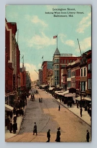 Vintage 1912 Lexington Street Baltimore Postcard from Liberty Street View - Picture 1 of 2