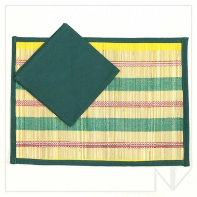 Rustic Farmhouse Outdoor Holiday Placemats & Napkins Set of 6 Green Table Mats - Image 1 of 4