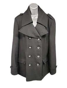 New York & Company Zweireiher Erbsenmantel Damen Gr. XL Wollmischung schwarz - Bild 1 von 8