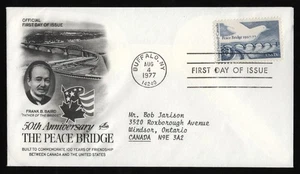 #1721 13c Peace Bridge, Art Craft-To Canada-UNDER FRANKED *ANY 5=FREE SHIPPING** - Picture 1 of 1