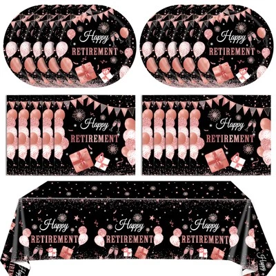 41 PIEZAS Decoraciones de Jubilación para Mujer Negro Oro Rosa Temática Decoración de Jubilación... Foto 1 de 4