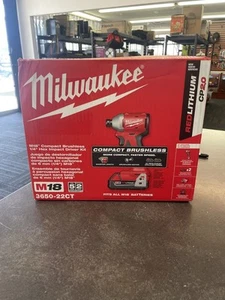 Milwaukee 3650-22CT M18 18V Cordless Brushless 1/4" Hex Impact Driver Kit NOB  - Picture 1 of 8