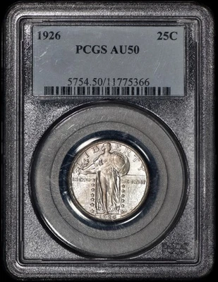 1926 Standing Liberty Quarter 25c PCGS AU50 - Old Blue Holder - Image 1 of 3