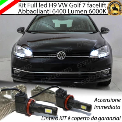 KIT H9 LED CANBUS ABBAGLIANTI VW GOLF 7 VII FACELIFT XENON 6000K 6400 LUMEN - Immagine 1 di 3
