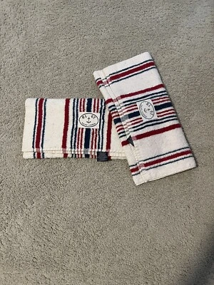 Juego de toallas de mano vintage Ralph Lauren RL67 crema/rojo/azul a rayas (2) años 90 raras Foto 1 de 4