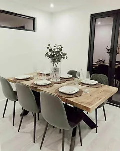 Dining Table 180x90 cm Solid Mango Wood Industrial Style kitchen dinner table - Picture 1 of 24