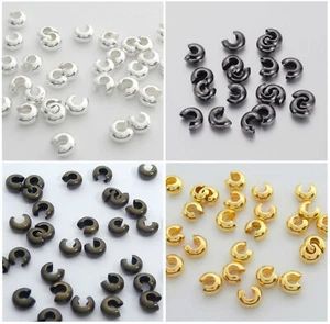 Kaschierperlen 3mm 4mm 5mm Crimp Cover silber gold bronze schwarz grau Messing - Bild 1 von 14