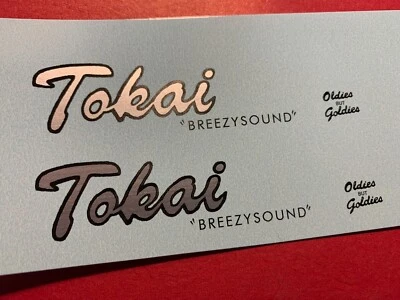 Tokai Breezysound Guitar Headstock Waterslide Decals Silver  Metallic - Image 1 of 2