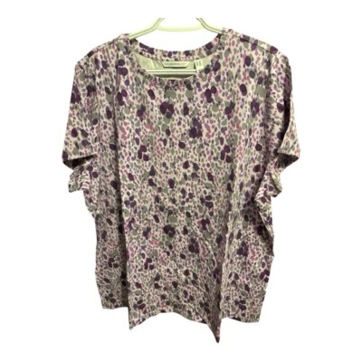 Camisa Manga Corta Estampado Animal Izaac Mizrahi Talla 2X NUEVA Colores Púrpura Foto 1 de 4