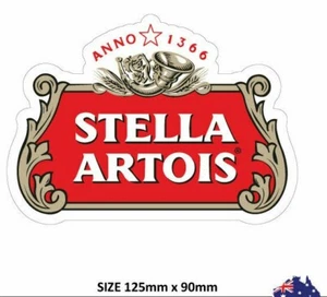 2 X Stella Artois beer Stickers Camping Trailer Bar Fridge car bumper sticker - Picture 1 of 1