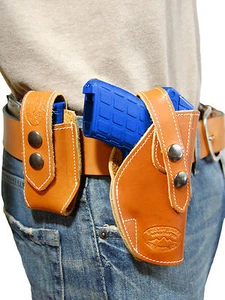 New Barsony Tan Leather Holster + Mag Pouch Paraordnance Small 380 UltraCompact - Picture 1 of 9