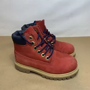 Timberland Toddler Boots Red/Navy A1FNN Premium Waterproof Size 9 - Picture 1 of 10