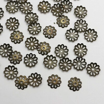 Tapas de cuentas de flores de filigrana de bronce 1000 piezas para cuentas de 10-16 mm Foto 1 de 4