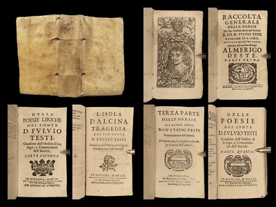 1651 Fulvio Testi Italian Baroque Poetry Cesare d’Este Modena Italy Poesie 4in1 - Image 1 of 4