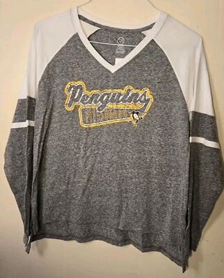Pittsburgh Penguins NHL Women's Long Sleeve V-Neck Shirt Size Medium  8/10 New - Image 1 of 4