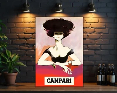 VİNTAGE Campari “Afro Lady” Italian Bar Heavy Metal Sign - XXL (60x40 cm) - Image 1 of 4