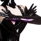 Sexy Lingerie Wetlook Shining Spandex Black PVC Long Gloves for Womens Clubwear 