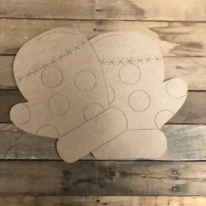 Ritaglio legno doppio mitten, forma invernale non finita, dipinto per linea, inciso fai da te - Foto 1 di 1