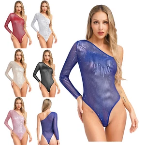 Frauen Trikot Bodycon Bodycosplay Strampler Pailletten Catsuit Musik Unitard - Bild 1 von 61