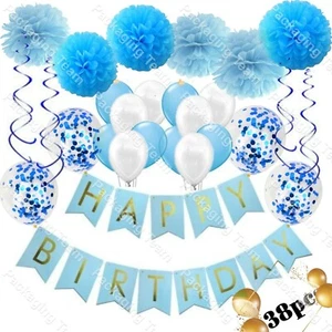 Happy Birthday Party Decorations Banner Bunting Balloons 1st 18th 21st 30th+ - Picture 1 of 28