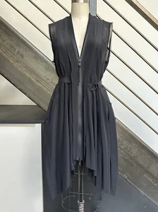 All Saints LEWIS black 100% silk zipped belted tunic dress UK10/US6/M - NWOT - Picture 1 of 11