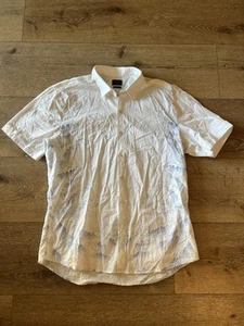7 Diamonds Mens White Short Sleeve Wave Graphic Button Up Shirt Size Large - Picture 1 of 3