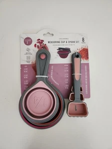 CORE KITCHEN 8pc Collapsible Measuring Cup & Spoons Set, flexible silicone. - Picture 1 of 7