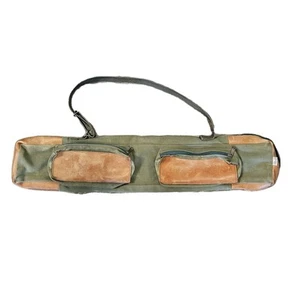 Bolsa de caña de pescar con mosca Orvis Battenkill 2 bolsillos lona cuero hecha en EE. UU. De colección - Imagen 1 de 6