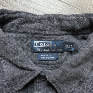 Vintage Polo Ralph Lauren Whitfield Gray Herringbone 100% Cotton Button Down XL - Picture 1 of 14