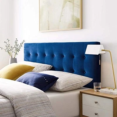Cabecero Modway Emily Full Biscuit Tufted Performance Terciopelo Azul Marino Foto 1 de 3