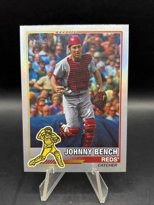Lámina holo redefinida Topps Heritage Johnny Bench 2025 #76R-3 rojas Foto 1 de 2