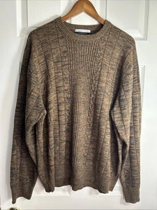 Vintage Geoffrey Beene Classic Sweater Crazy Pattern Hipster Brown Mens Size 2XL - Picture 1 of 5
