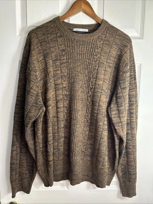 Vintage Geoffrey Beene Classic Sweater Crazy Pattern Hipster Brown Mens Size 2XL - Image 1 of 4