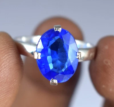 Anillo de tanzanita azul natural certificado 6,70 quilates piedras preciosas ovaladas para hombre último diseño Foto 1 de 4