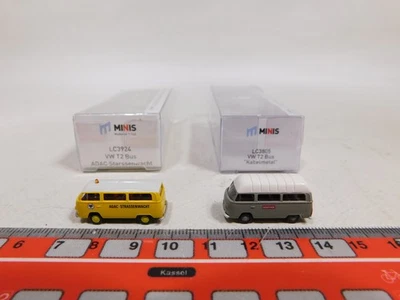 2X Lemke Minis Spur N 1:160 Bus VW T2 LC3805 LC3924 ADAC Mint Box #DW702-0,5 - Immagine 1 di 4
