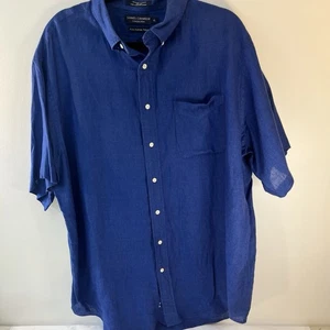 Daniel Cremieux Herren 100% Leinen Türkisches Meer Hemd Gr. XL Royal Navy Blau - Bild 1 von 6