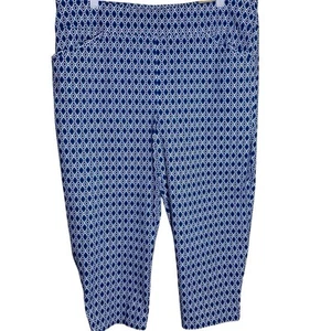 Chicos Pants Womens Size 3 Josie Capri Geometric Medina Colorful Blue Grass NWT - Picture 1 of 8