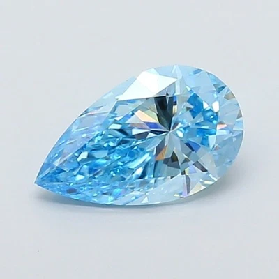 4.00 Ct Lab Diamond Pear Fancy Vivid Blue IGI Certified VVS2 Loose Stone Ring - Image 1 of 4