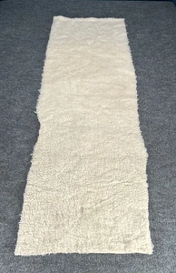Vintage Faux Sherpa Lammfell Stoffrest Creme Fleece Futter 57"x19" - Bild 1 von 18