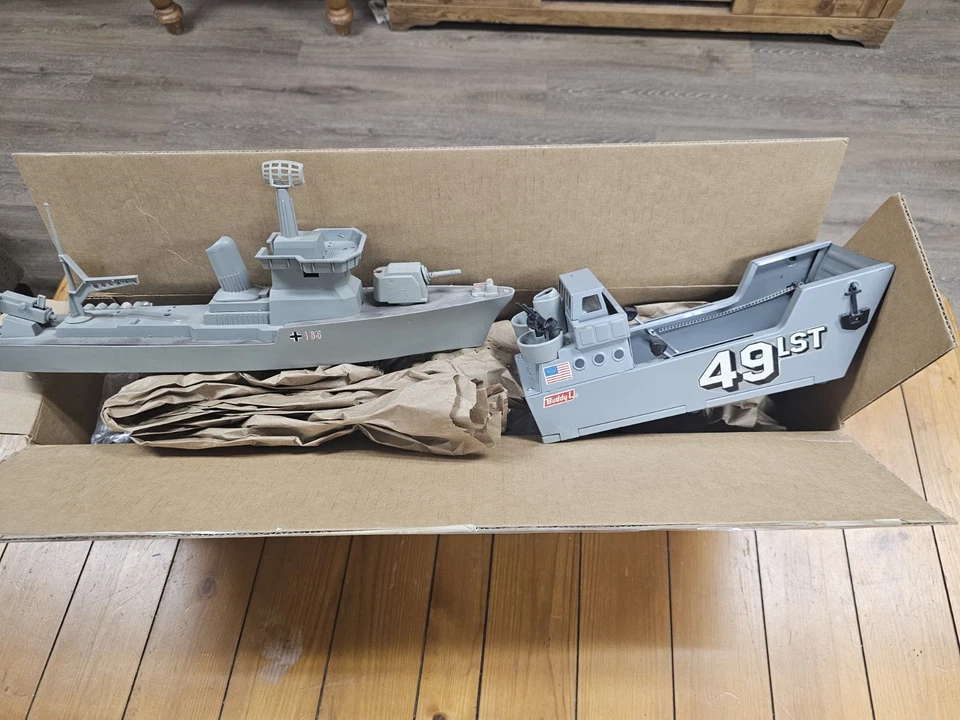 Vintage Buddy L 49 LST Navy Tank Landing Ship And PT-109 Patrol Torpedo Boat.  - Image 1 of 1